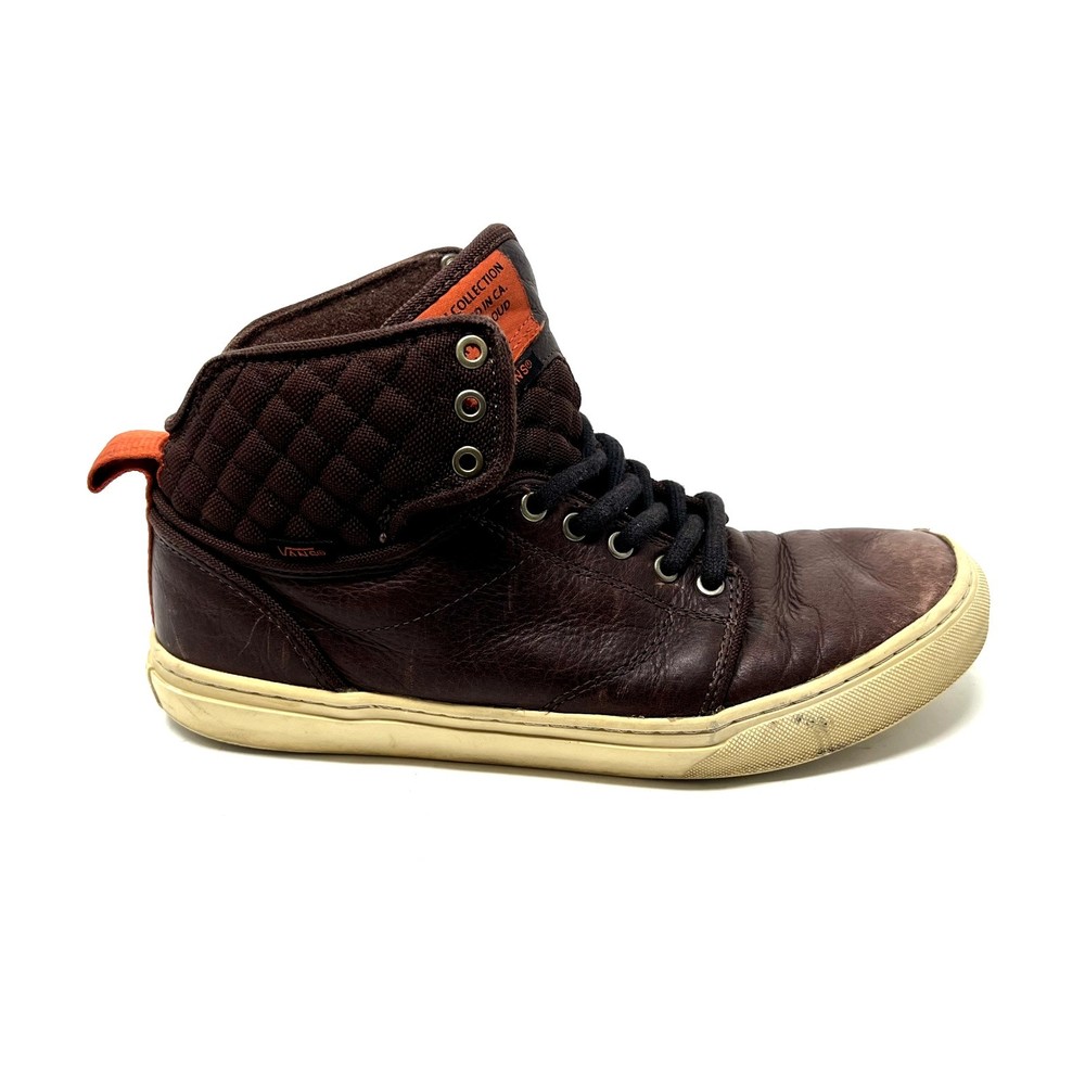 Vans Mens 7.5 OTW Alomar CA Brown Leather Military Quilted Mid Lace Up Sneaker
